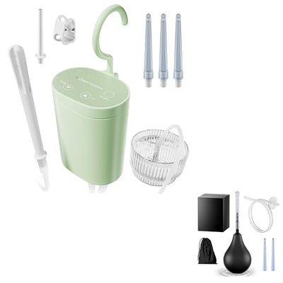 GNEGKLEAN Electric Enema Kit + Enema Bulb Combo - Complete Powered Cleansing