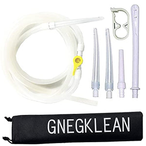 GNEGKLEAN Enema Tubing Replacement Pack - 5.24ft Silicone Hose + 5 Tips + 2 Valves