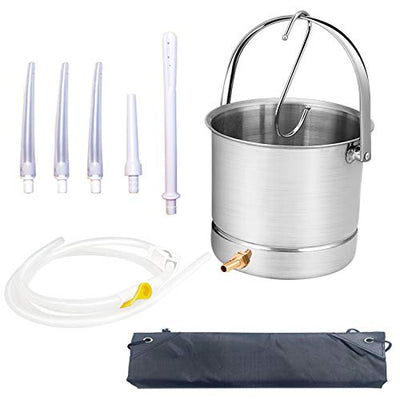 GNEGKLEAN Stainless Steel Enema Bucket Kit 2 Quart - 5ft Hose for Colon Detox