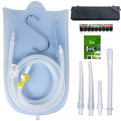 GNEGKLEAN Silicone Enema Bag Kit with Thermometer - 2 Quart, 6.3ft Hose