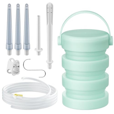 GNEGKLEAN Collapsible Silicone Enema Bucket Kit 1.2 Quart with Thermometer
