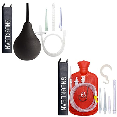 GNEGKLEAN Enema Bulb + 2L Enema Bag Combo - Complete Home Cleansing Kit