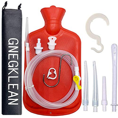GNEGKLEAN Coffee Enema Bag Kit 2L - 5ft Silicone Hose for Home Colon Cleansing