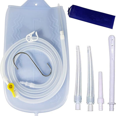 Smokitcen 2L Silicone Enema Bag Kit - 5.2ft Hose with 5 Tips for Colon Cleanse